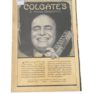 Vintage 1921 Colgate’s Ribbon Dental Cream A Mans Dentifrice Ad Advertisement